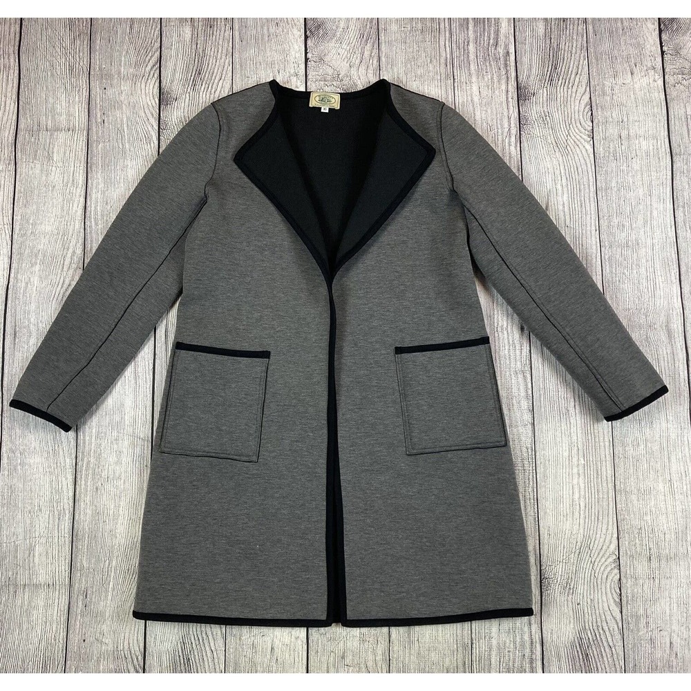 McCulley's Highlands, NC Women's XS Gray/Black Long Cardigan Jacket Sweater‎
